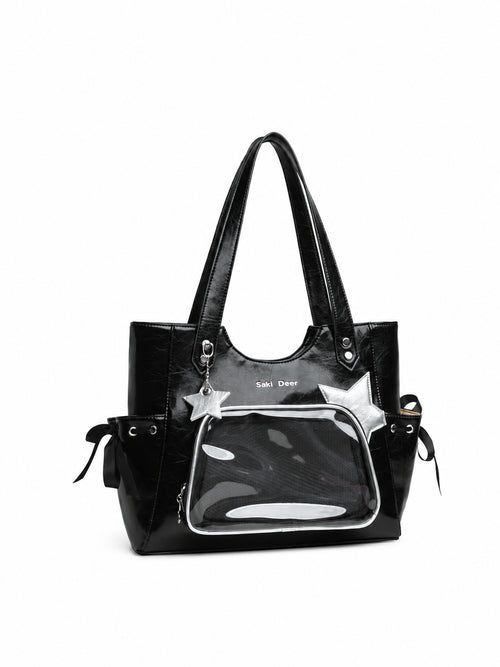 Black Clear Pocket Tote on a white background