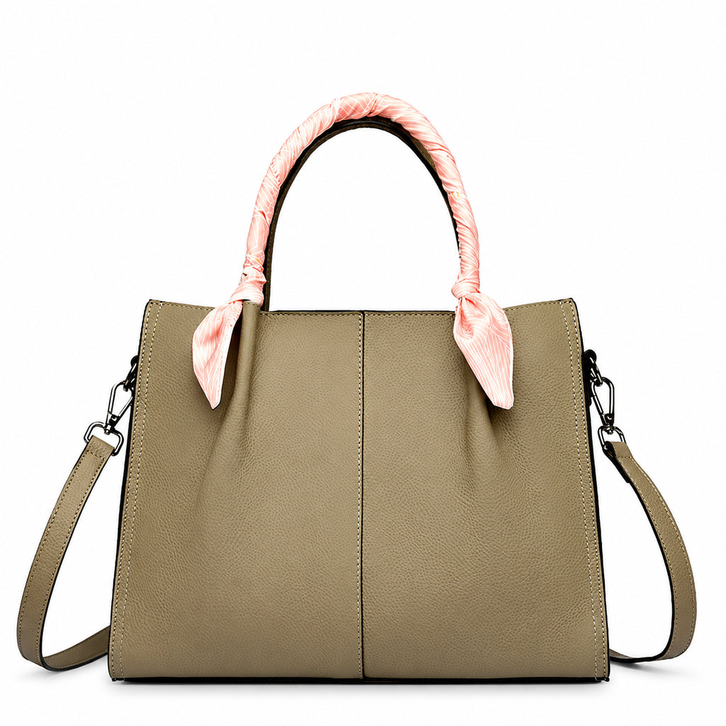 Leather Fashionable Tote front view on a white background