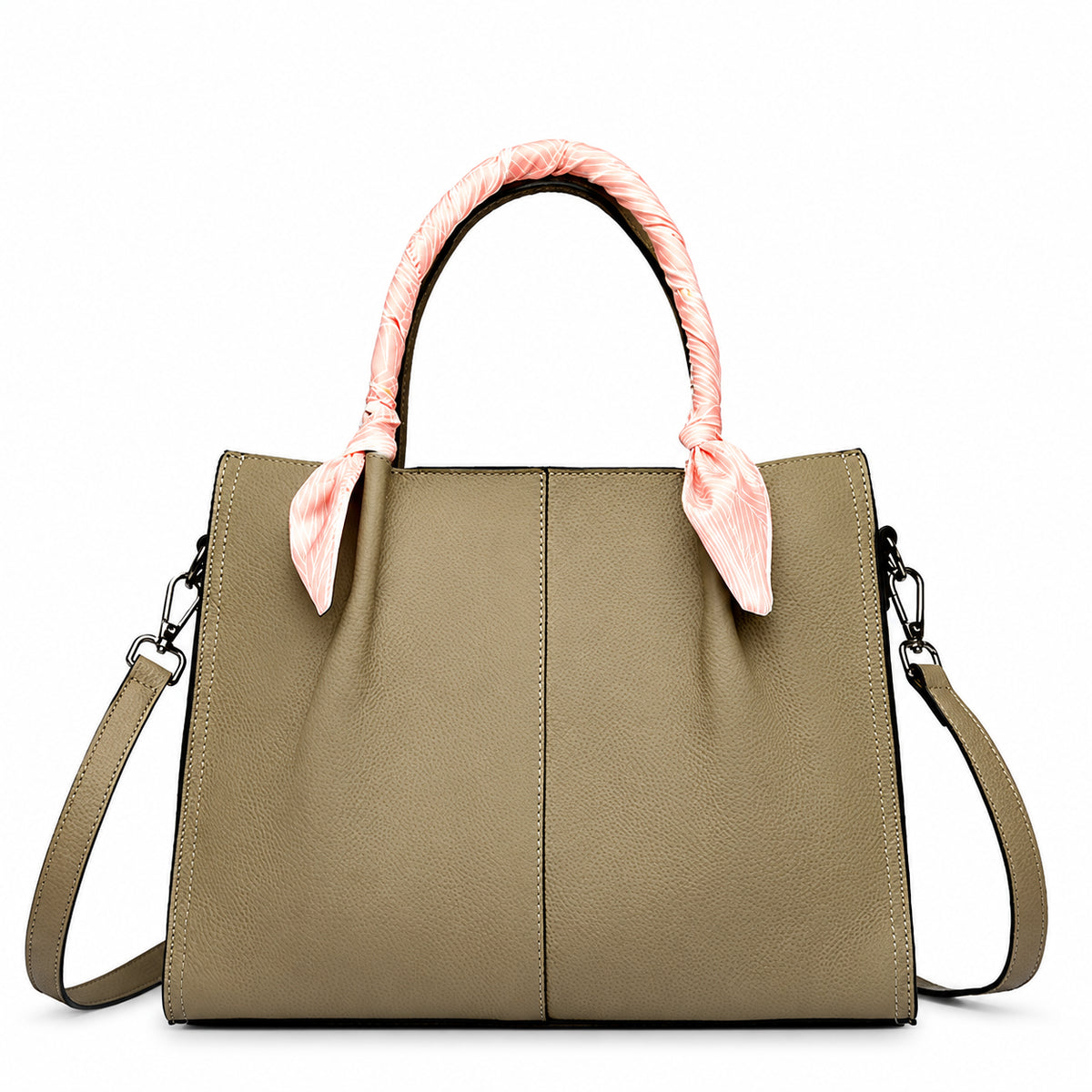 Leather Fashionable Tote front view on a white background