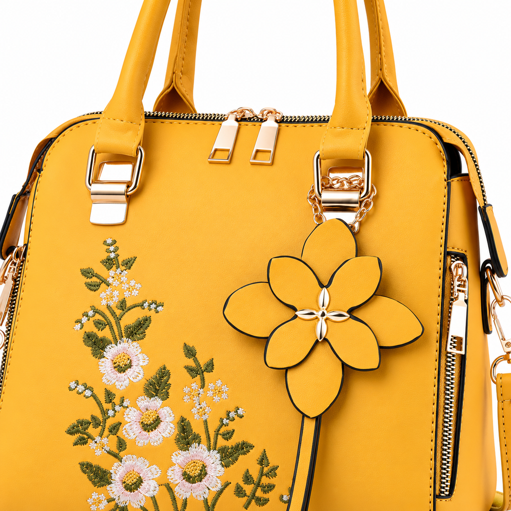 Floral Embroidered Bag — Yellow — supplemental product view