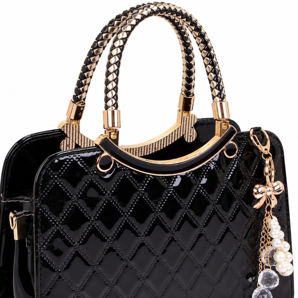 Lingge Shoulder Bag — Black — detail view