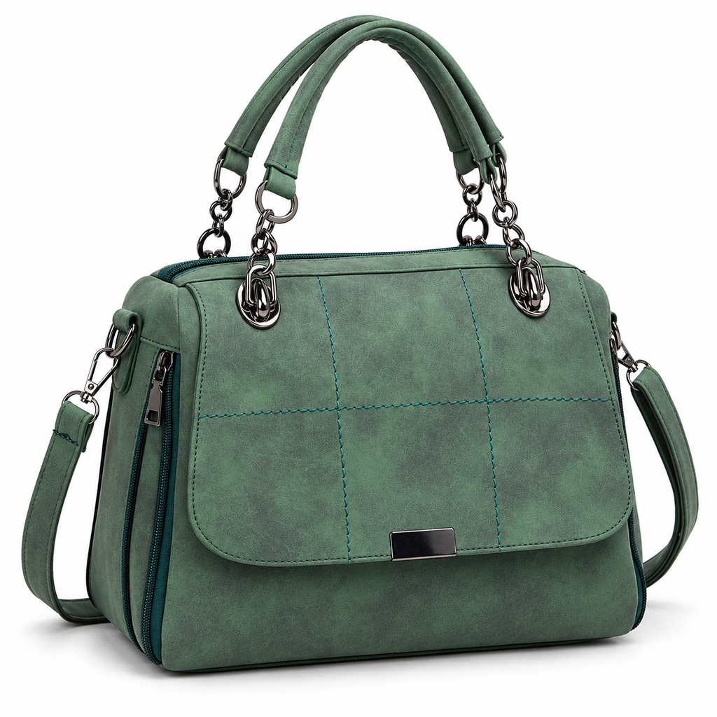 Matte Boston Bag — Green — three-quarter view