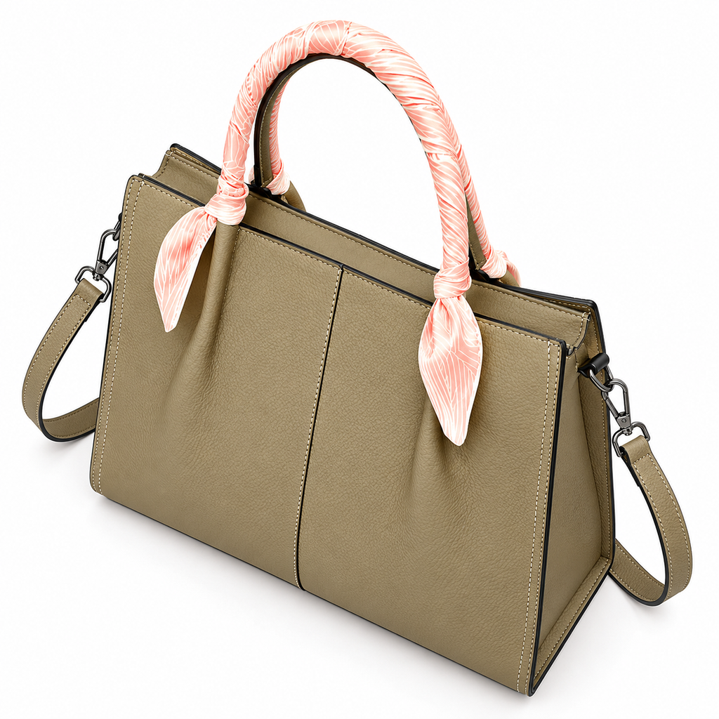 Leather Fashionable Tote — elevated top angle
